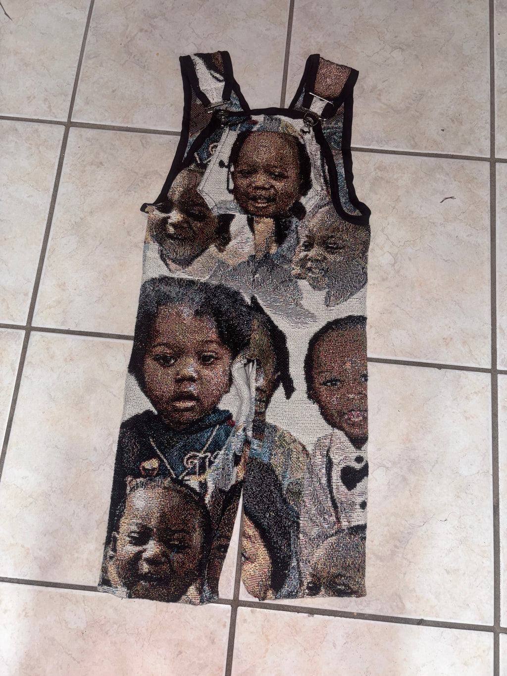 Toddler tapestry overalls